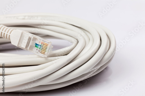 connection and data cable and plug on white background