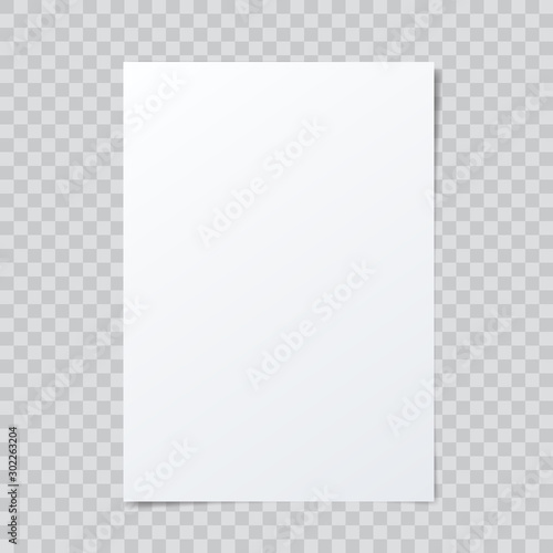Vector blank paper mockup on abstract checkered background.