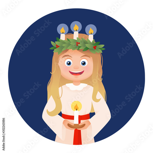 St Lucy's Day vector girl in costume