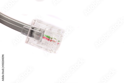 connection and  data cable and plug on white background