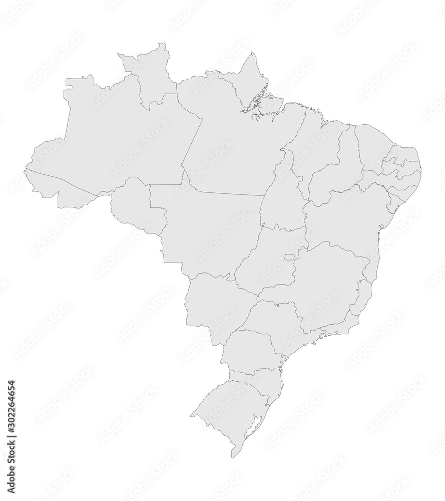 Brazil political map highlighted with provinces vector