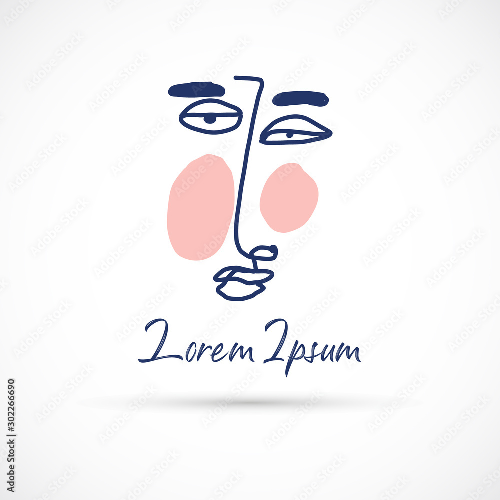 Obraz premium Cubism logo sign face blue pink mask