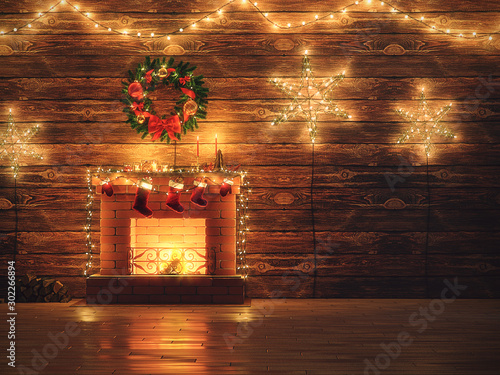 3D Rendering Christmas interior