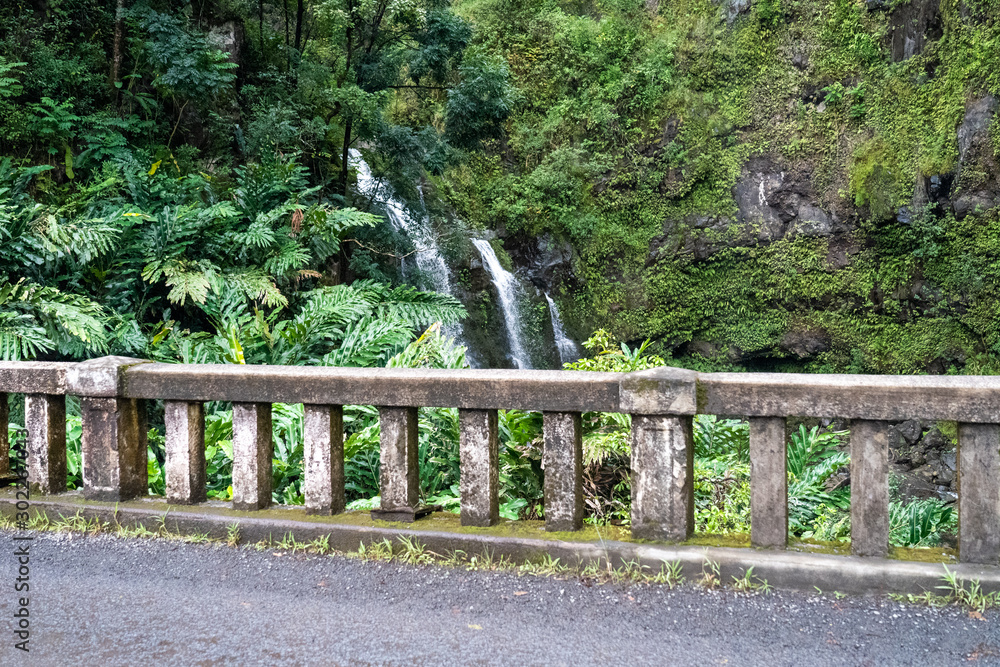 old bridge and waterfall