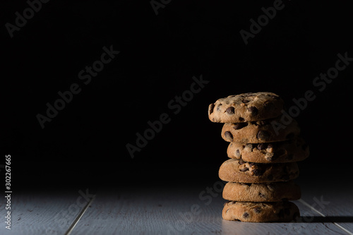 cookies on black background free text space
