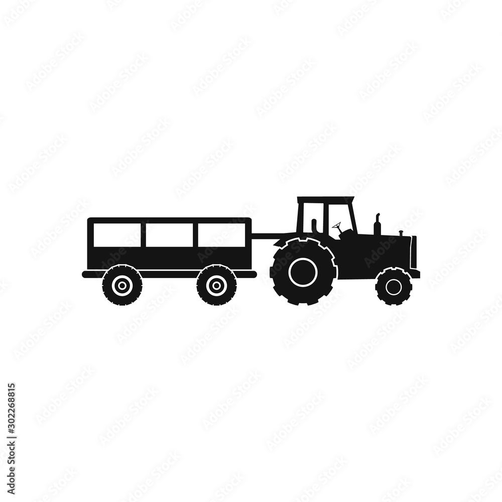 Tractor with Trailer Icon. Flat Style vector EPS. Tractor with Trailer Icon. Flat Style vector EPS.