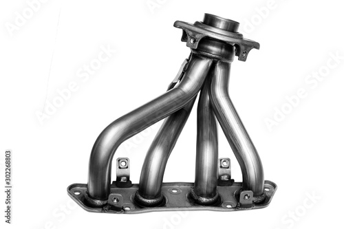 Canvas Print New car exhaust manifold on a white background