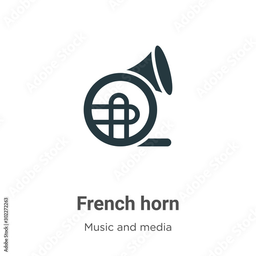 French horn vector icon on white background. Flat vector french horn icon symbol sign from modern music collection for mobile concept and web apps design.