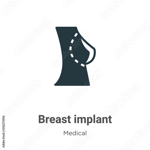 Breast implant vector icon on white background. Flat vector breast implant icon symbol sign from modern medical collection for mobile concept and web apps design.