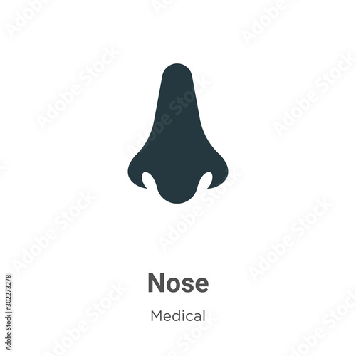 Nose vector icon on white background. Flat vector nose icon symbol sign from modern medical collection for mobile concept and web apps design.