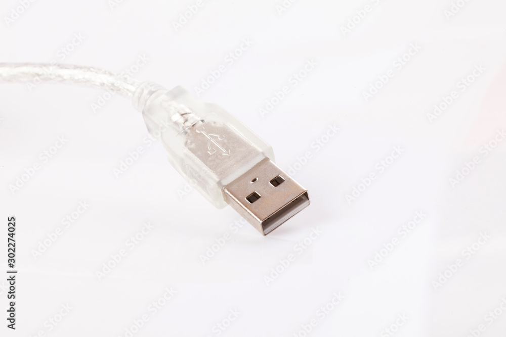 connection and data cable and plug on white background connection and data cable and plug on white background