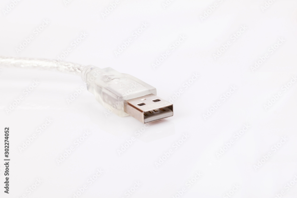 connection and data cable and plug on white background connection and data cable and plug on white background