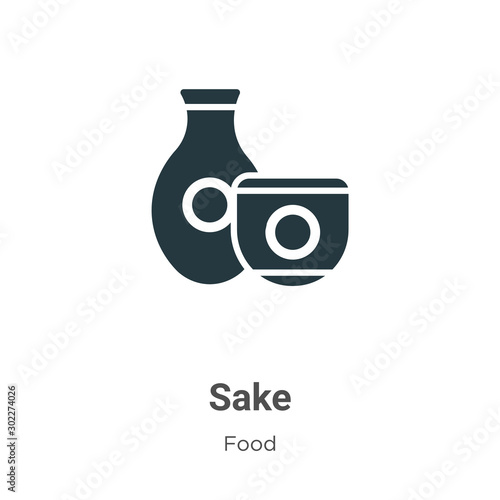 Sake vector icon on white background. Flat vector sake icon symbol sign from modern food collection for mobile concept and web apps design.