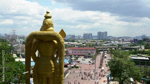 4K Lord Murugan Statue at entrance Batu Caves in Malaysia. Temple Hindu located at north of Kuala Lumpur. One of the most popular Tamil shrines outside India-Dan photo