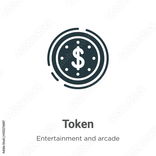 Token vector icon on white background. Flat vector token icon symbol sign from modern entertainment and arcade collection for mobile concept and web apps design.