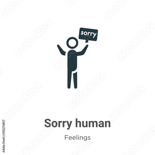 Sorry human vector icon on white background. Flat vector sorry human icon symbol sign from modern feelings collection for mobile concept and web apps design.
