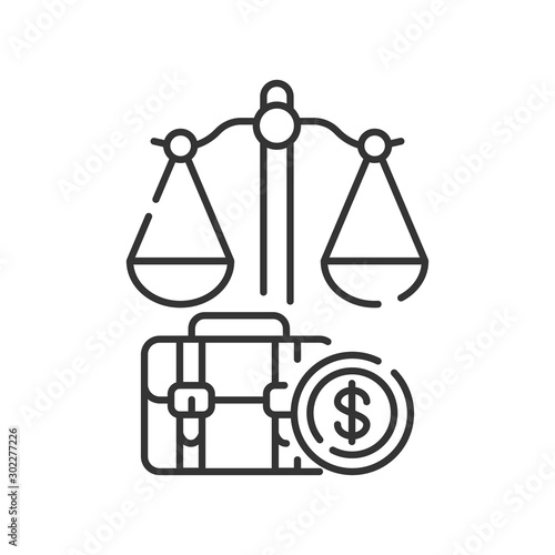 Arbitration court line black icon. Judiciary concept. Employment law element. Sign for web page, mobile app, button. logo. photo