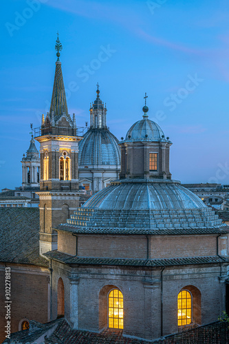 Italy, Lazio, Rome, Ponte, Chiesa di Santa Maria della Pace in foreground, Sant'Agnese in Agone beyond
