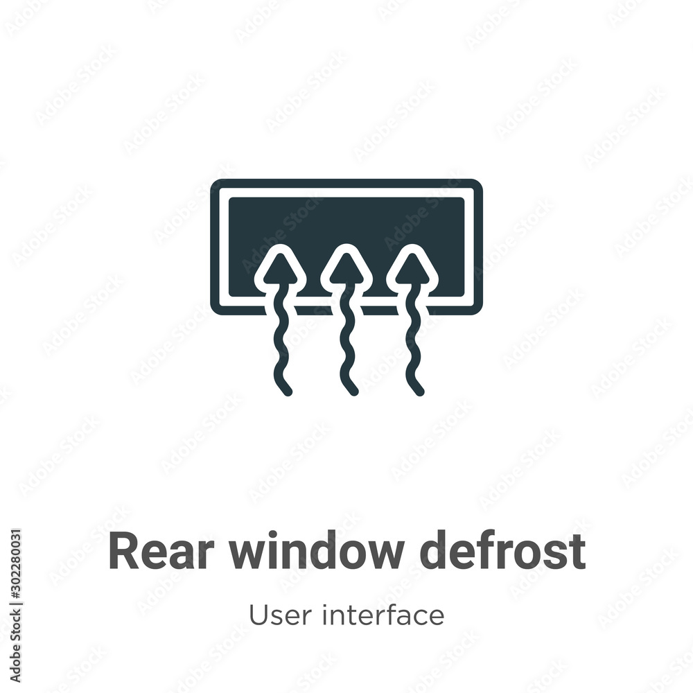 Rear window defrost vector icon on white background. Flat vector rear ...