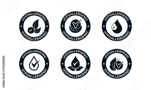 Set of Hypoallergenic tested icon design isolated on white background. Vector illustration