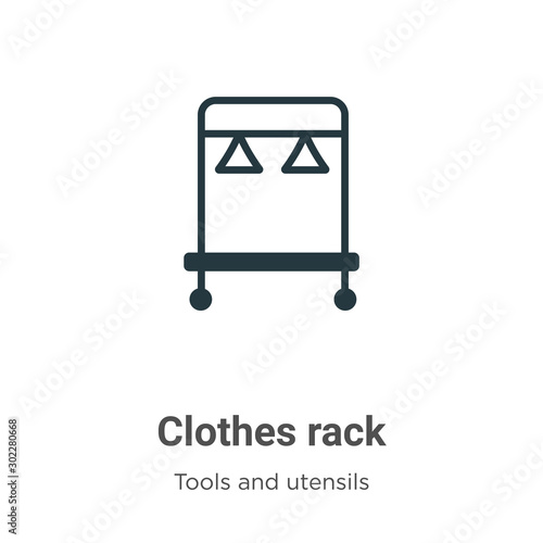 Clothes rack vector icon on white background. Flat vector clothes rack icon symbol sign from modern tools and utensils collection for mobile concept and web apps design.