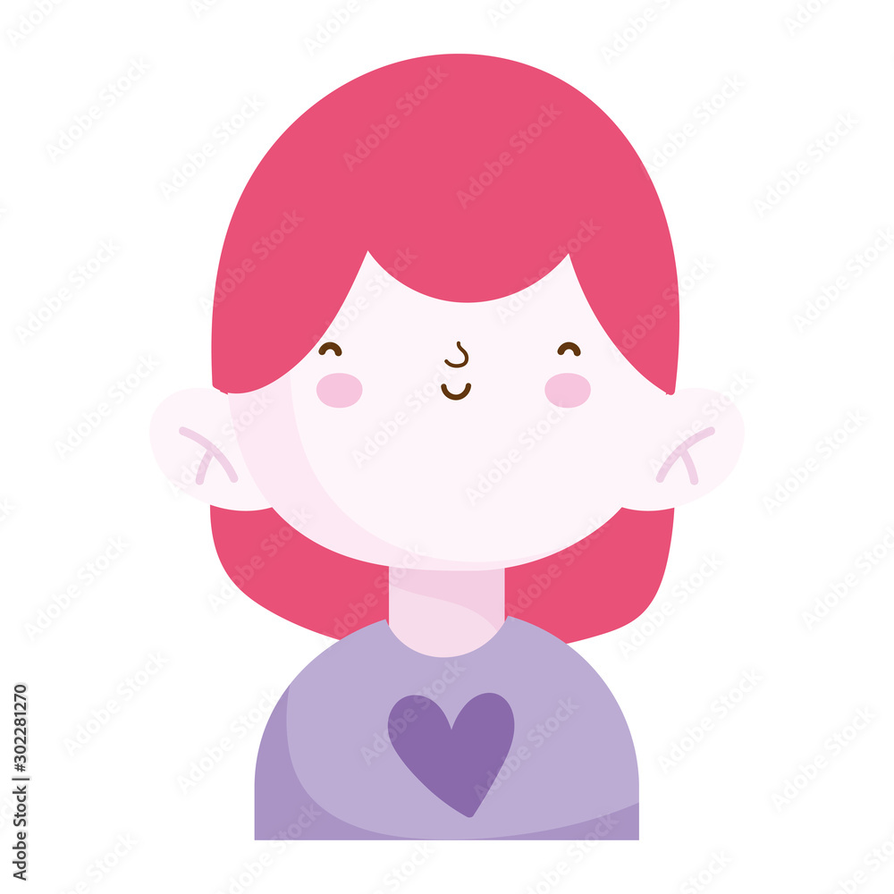 cute little girl portrait cartoon, children cute little girl portrait cartoon, children