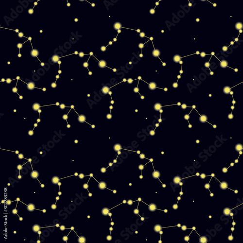Fototapeta Naklejka Na Ścianę i Meble -  Pattern with constellation Aquarius. Abstract print with The Water-Bearer.