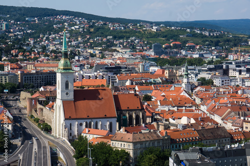 Canvas Print aerial view over bratislava famous st martins cathedral