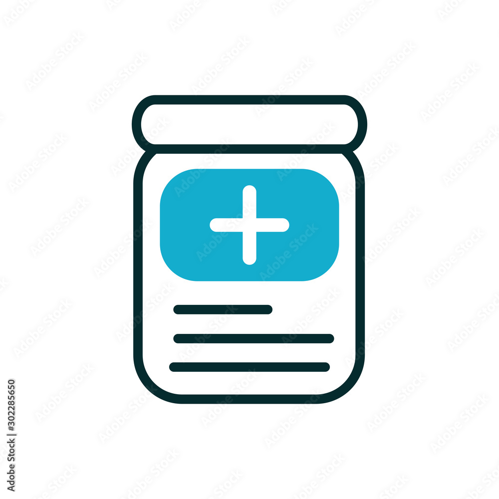 Fototapeta premium bottle pharmacy medicine equipment medical icon line fill