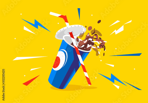 vector illustration of a soda glass splashing from a drink