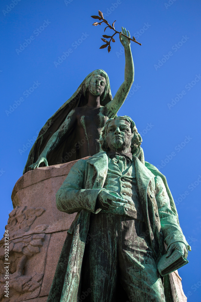 France Preseren statue in Ljubljana, Slovenia