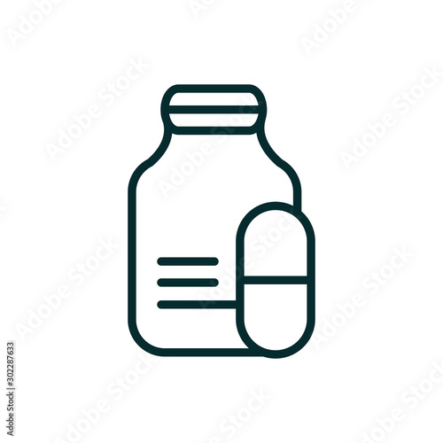 bottle and capsule equipment medical icon line