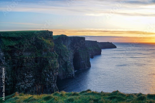 cliffs of moher at sunset in ireland