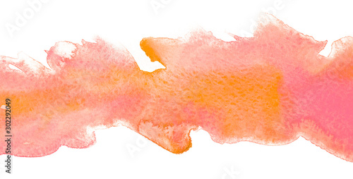 yellow-orange stripe with texture. watercolor blotch with abstract grunge light edges