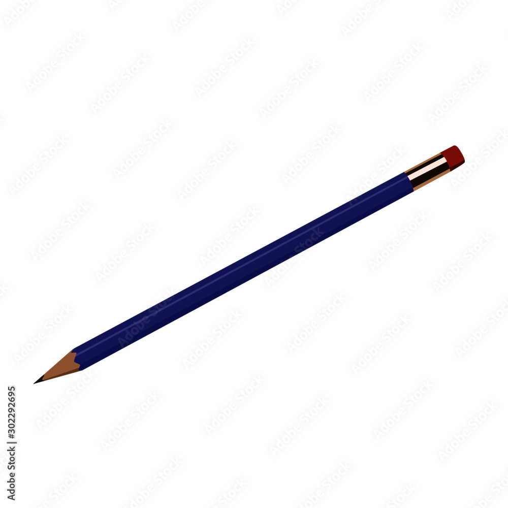 Pencil blue realistic vector illustration isolated Pencil blue realistic vector illustration isolated