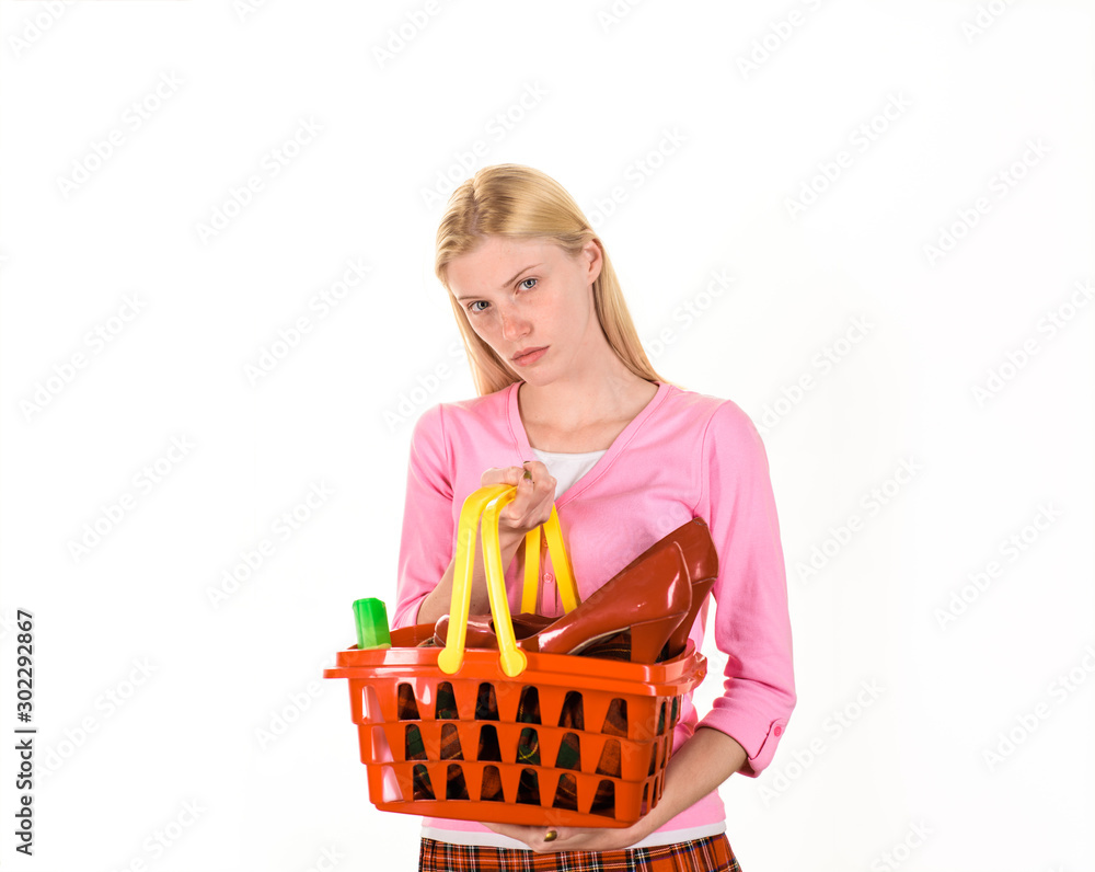 Woman with shopping cart. Supermarket. Woman with basket in shop. Sale. Discount. Black friday. Fashion girl with shopping basket. Blond girl on shopping. Serious woman shopping at supermarket, store. Woman with shopping cart. Supermarket. Woman with basket in shop. Sale. Discount. Black friday. Fashion girl with shopping basket. Blond girl on shopping. Serious woman shopping at supermarket, store.