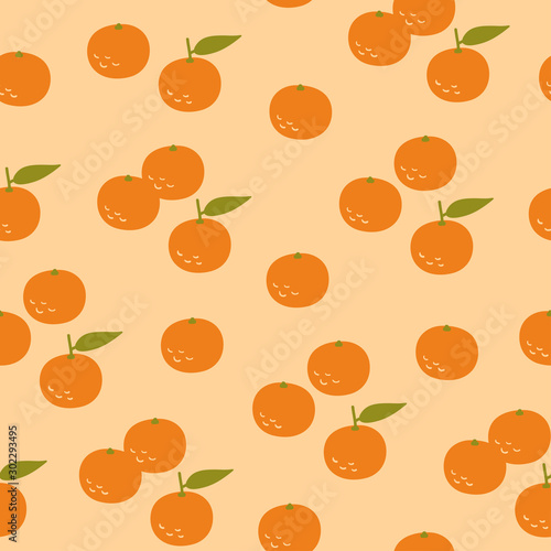Fototapeta Naklejka Na Ścianę i Meble -  Tangerine seamless pattern