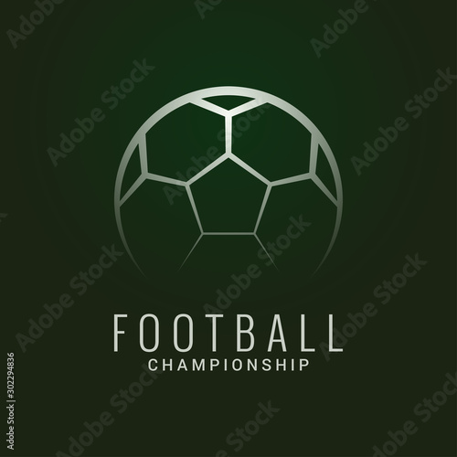 Football championship logo. Soccer ball dark green