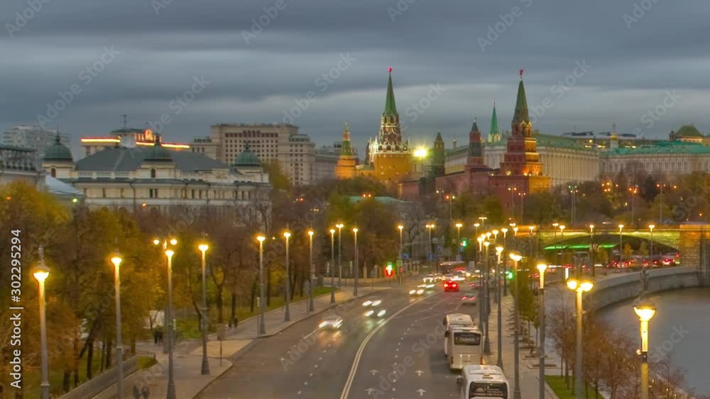 Russia, Moscow, night view of the Moskva River, Bridge and the Kremlin Russia, Moscow, night view of the Moskva River, Bridge and the Kremlin