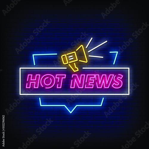 Hot News Neon Signs Style text vector
