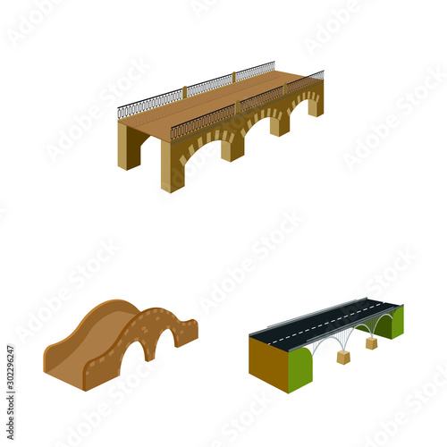 Isolated object of bridgework and architecture symbol. Set of bridgework and structure vector icon for stock.