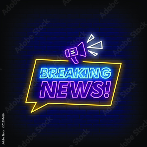 Breaking News Neon Signs Style text vector
