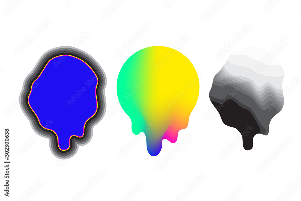 Simple Vector Liquid Gradient Shapes Set. Trendy Universal Minimalist Objects