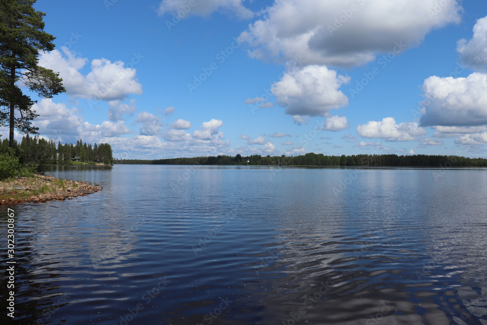 Water and shore of Lake Ranuanjarvi in Finland