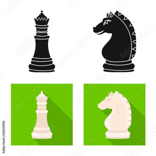 Vector illustration of checkmate and thin symbol. Collection of checkmate and target stock vector illustration.