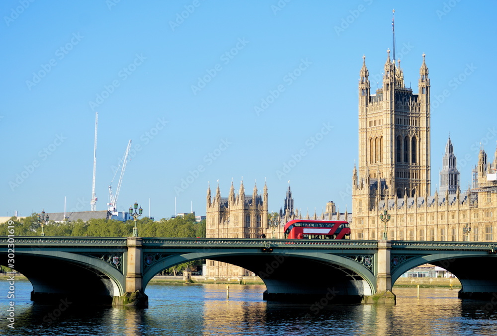 Naklejka premium Westmister Bridge over the river Thames in London, UK