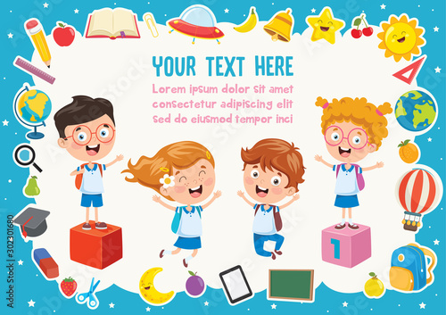 Colorful Template With Cute Children