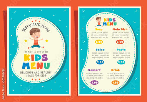 Cute Colorful Kids Meal Menu Template