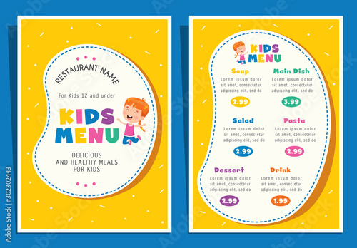 Cute Colorful Kids Meal Menu Template