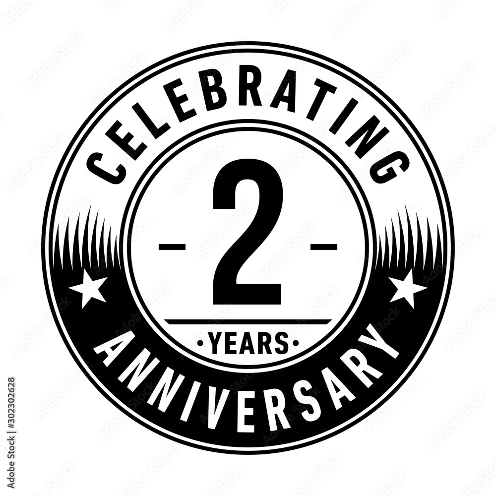 2 years anniversary celebration logo template. Vector and illustration.